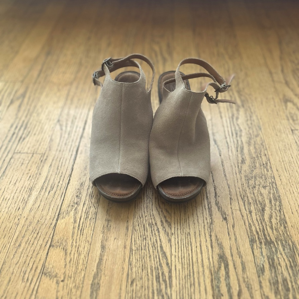 Tan suede wedges